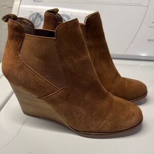 Brown Suede Wedge Ankle Boots